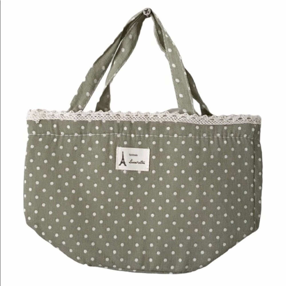 Mini Handmade Collapsible Green Bucket Bag - Picture 2 of 9